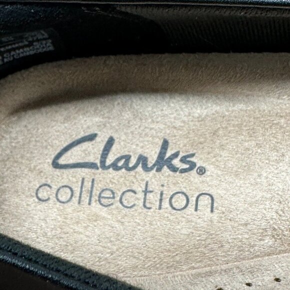 Clarks Marilyn Sara Black Pumps Size 8 Chunky heel Comfort Office Preppy - Picture 10 of 12